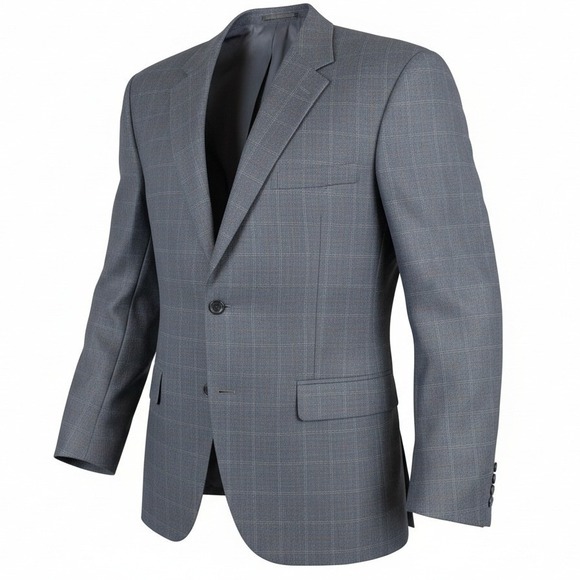 Pronto Uomo Other - Pronto Uomo‎ Mens 48 Regular Gray Windowpane Notched Lapel Wool Blazer Jacket